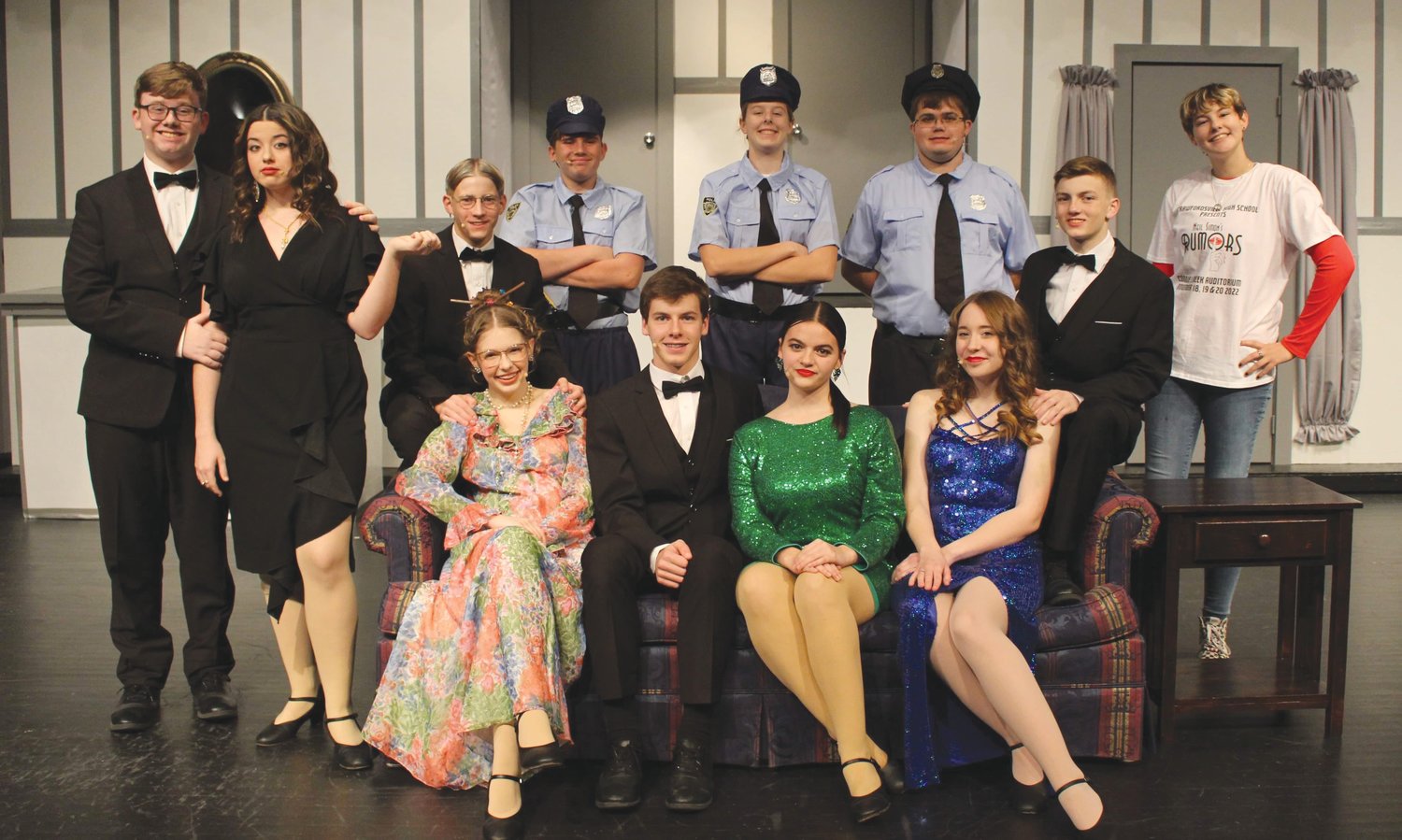 Crawfordsville High School students will perform Neil Simon’s Rumors at 7 p.m. today and Saturday and 2:30 p.m. Sunday in the high school auditorium. Tickets are online presale only.